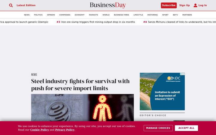 Screenshot di businessday.co.za
