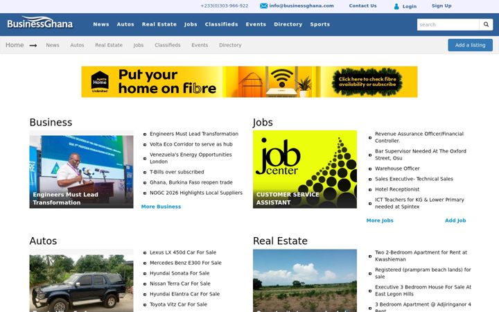 Screenshot of businessghana.com