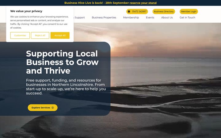 Snímek obrazovky businesshive.net