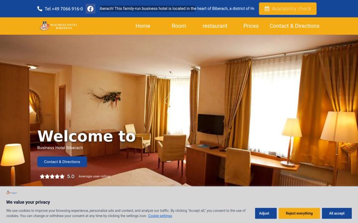 Screenshot of businesshotel-biberach.de