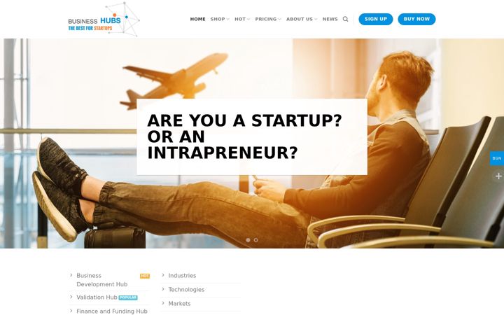 Skjámynd af businesshubs.eu