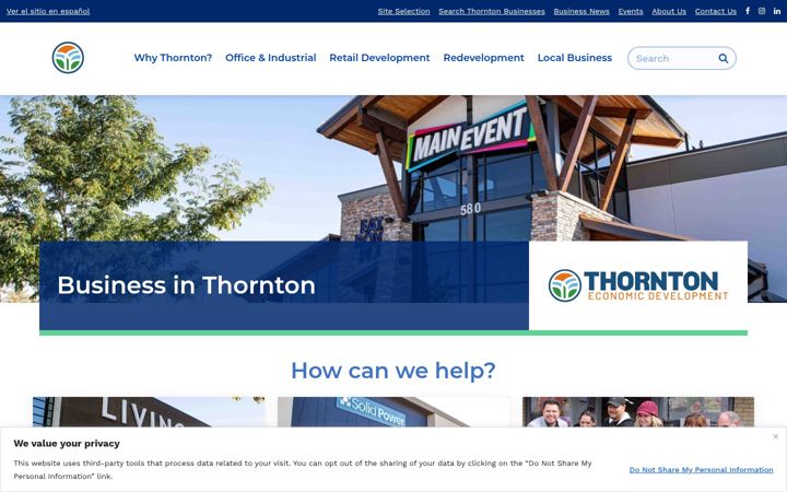 Screenshot of businessinthornton.com