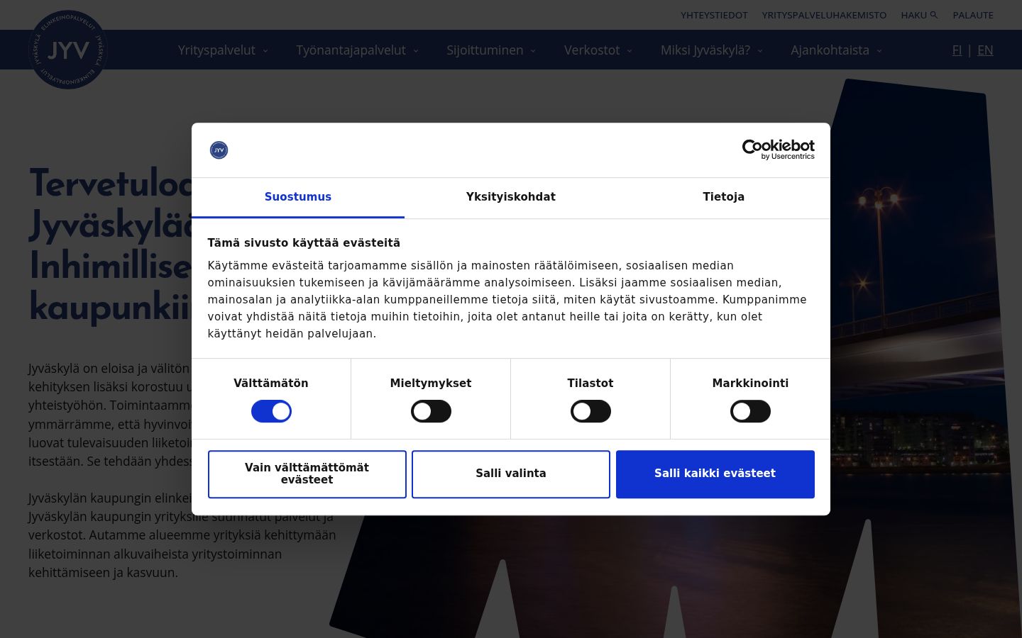 Screenshot del banner di consenso mostrato prima di qualsiasi interazione