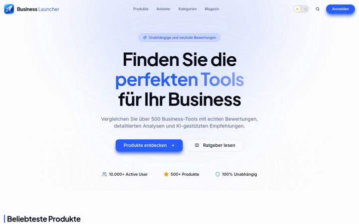 Posnetek zaslona businesslauncher.de