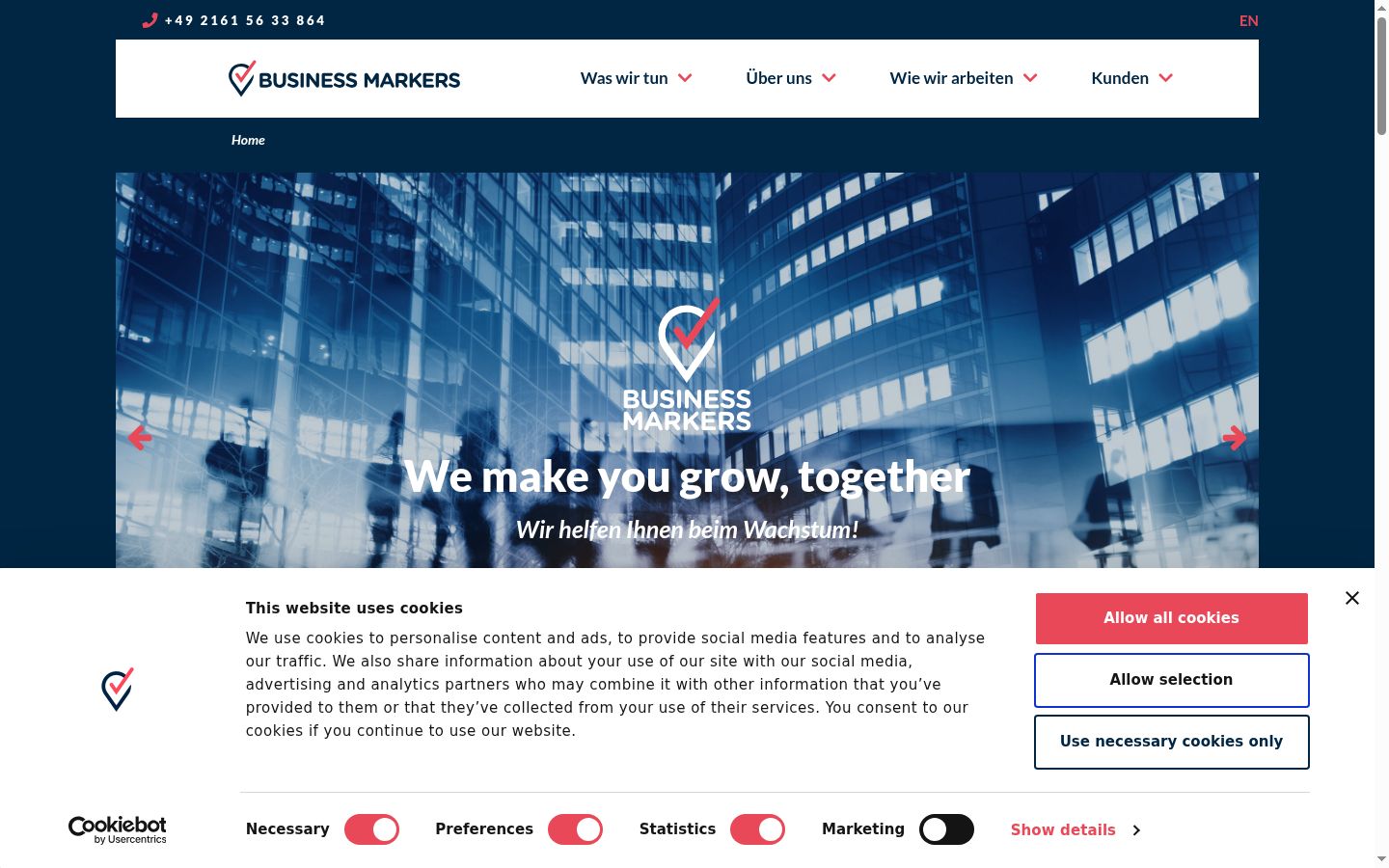 Capture d'écran de la bannière de consentement affichée avant toute interaction