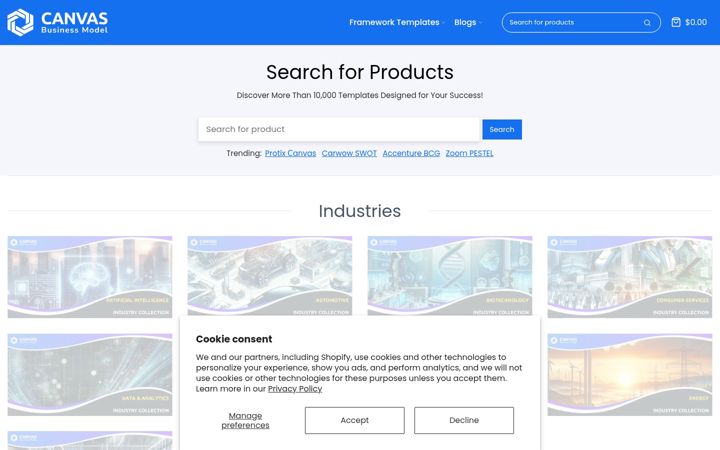 Screenshot of businessmodelcanvastemplate.com