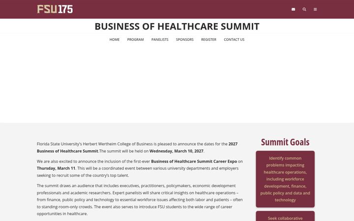 Screenshot of businessofhealthcare.fsu.edu