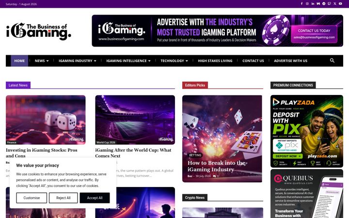 Screenshot of businessofigaming.com