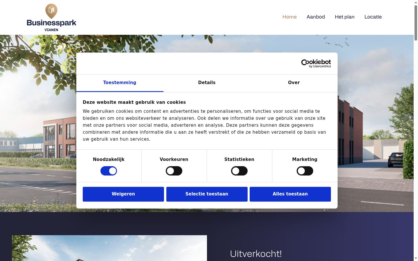 Screenshot des Einwilligungsbanners vor jeglicher Interaktion