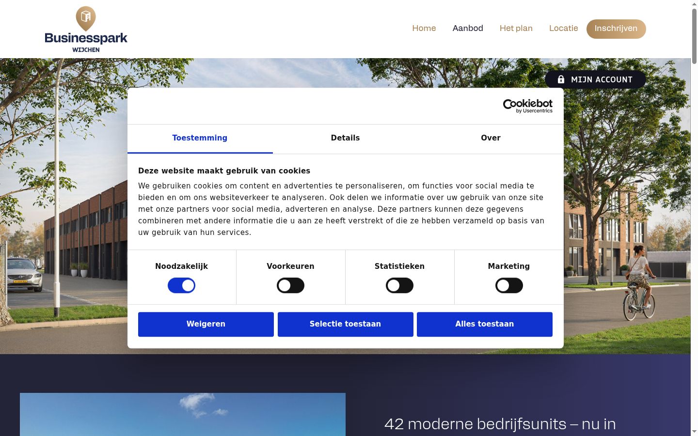 Screenshot des Einwilligungsbanners vor jeglicher Interaktion