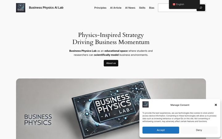 Snímek obrazovky businessphysics.ai