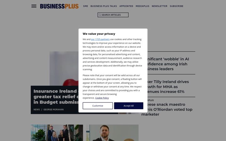 Screenshot of businessplus.ie