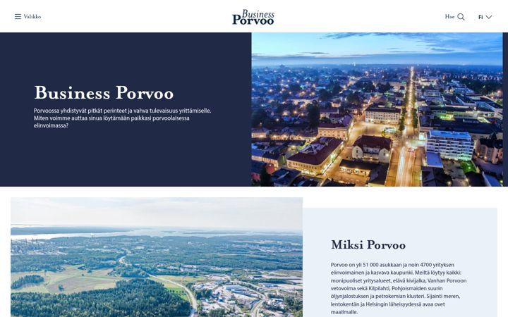 Screenshot von businessporvoo.fi