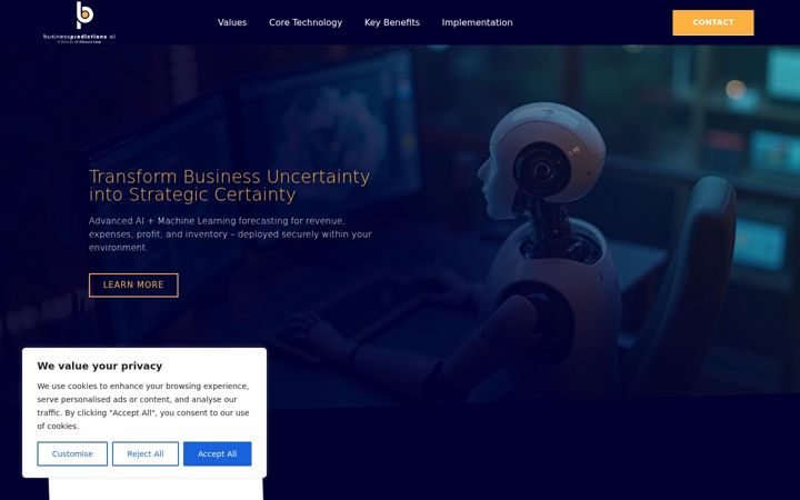 Screenshot of businesspredictions.ai