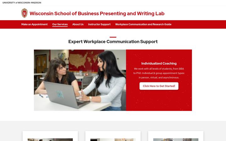 Screenshot of businesspresentingandwritinglab.wisc.edu