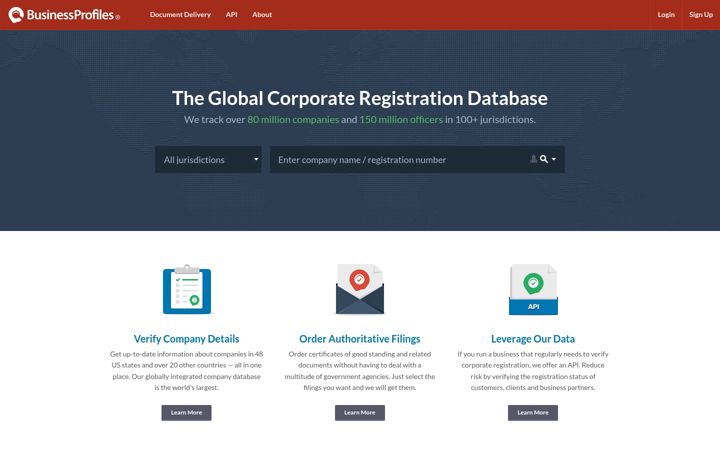 Screenshot ta' businessprofiles.com