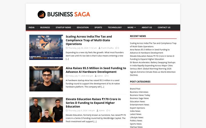 Screenshot of businesssaga.in