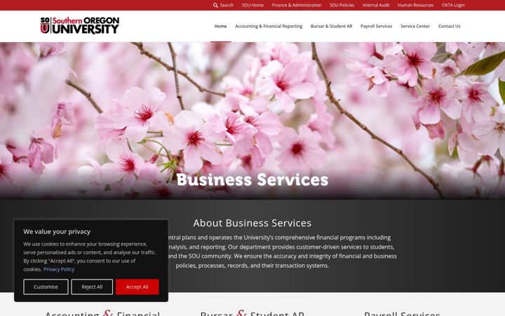 Screenshot of businessservices.sou.edu