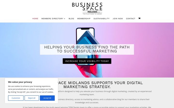 Screenshot of businessspacemidlands.co.uk
