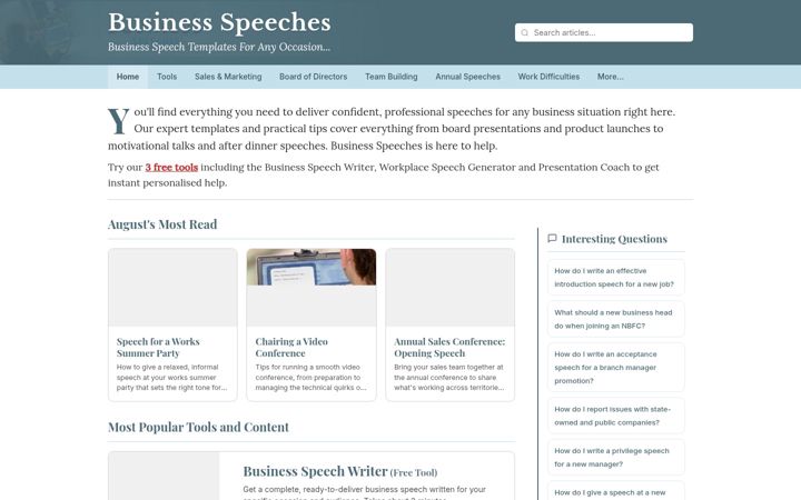 Screenshot of businessspeeches.co.uk