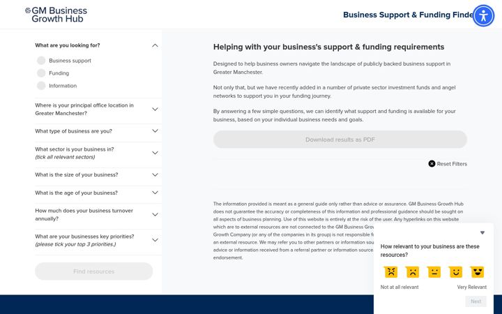 Screenshot of businesssupportfinder.com