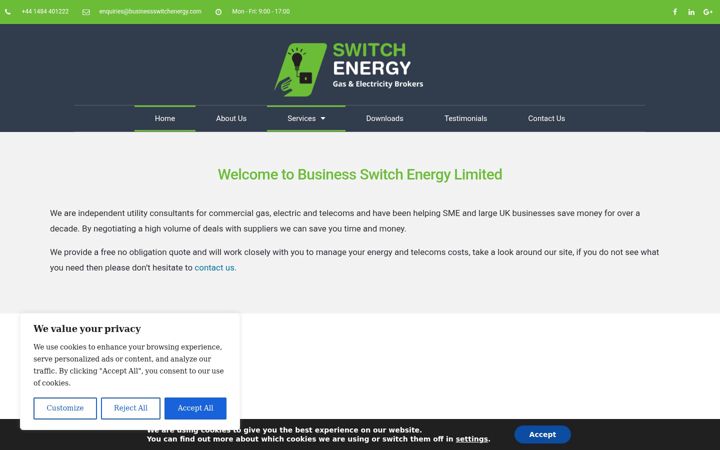 Screenshot of businessswitchenergy.com