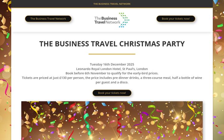 Screenshot of businesstravelchristmasparty.co.uk