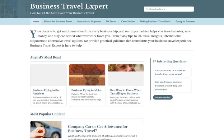 Screenshot of businesstravelexpert.co.uk
