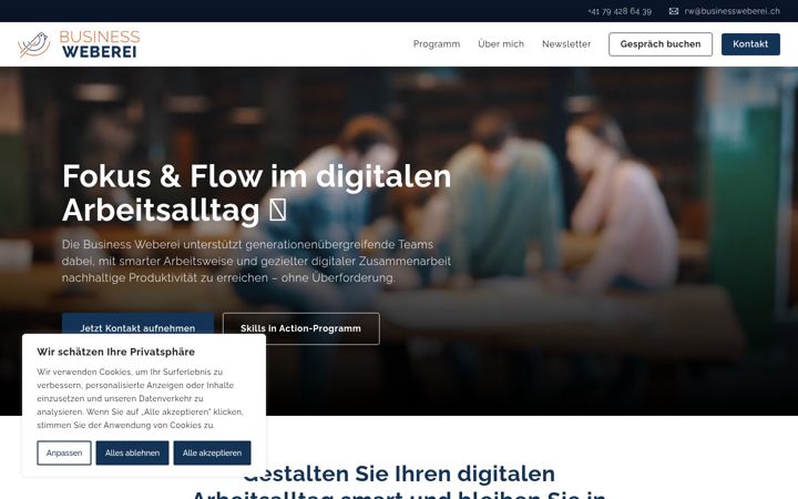 Screenshot of businessweberei.ch
