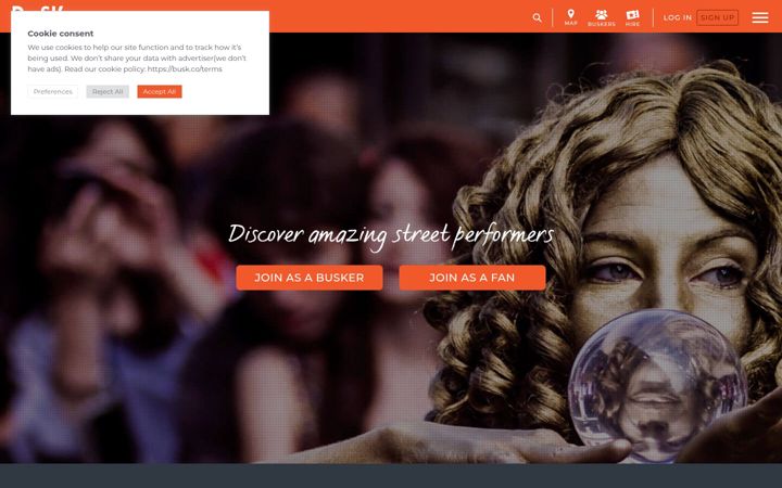 Screenshot of busk.co