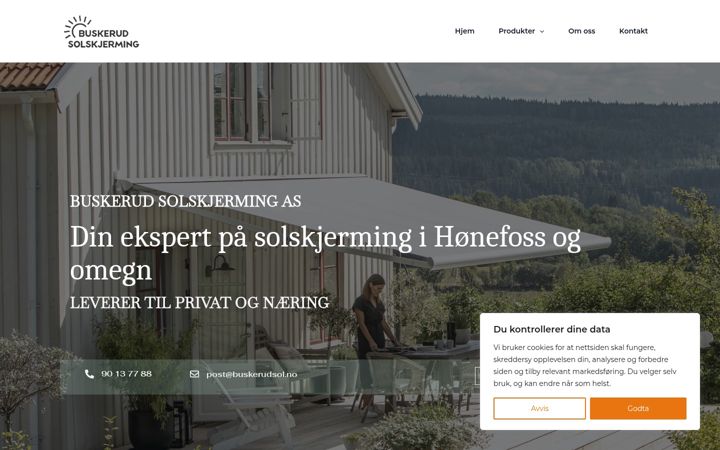 Screenshot ta' buskerudsolskjerming.no