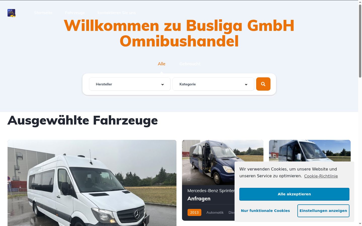 Screenshot des Einwilligungsbanners vor jeglicher Interaktion