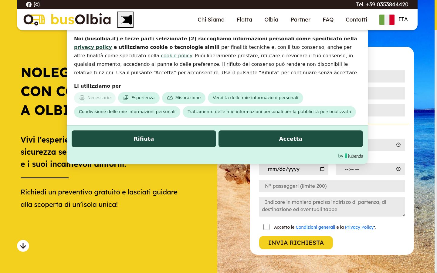 Screenshot des Einwilligungsbanners vor jeglicher Interaktion