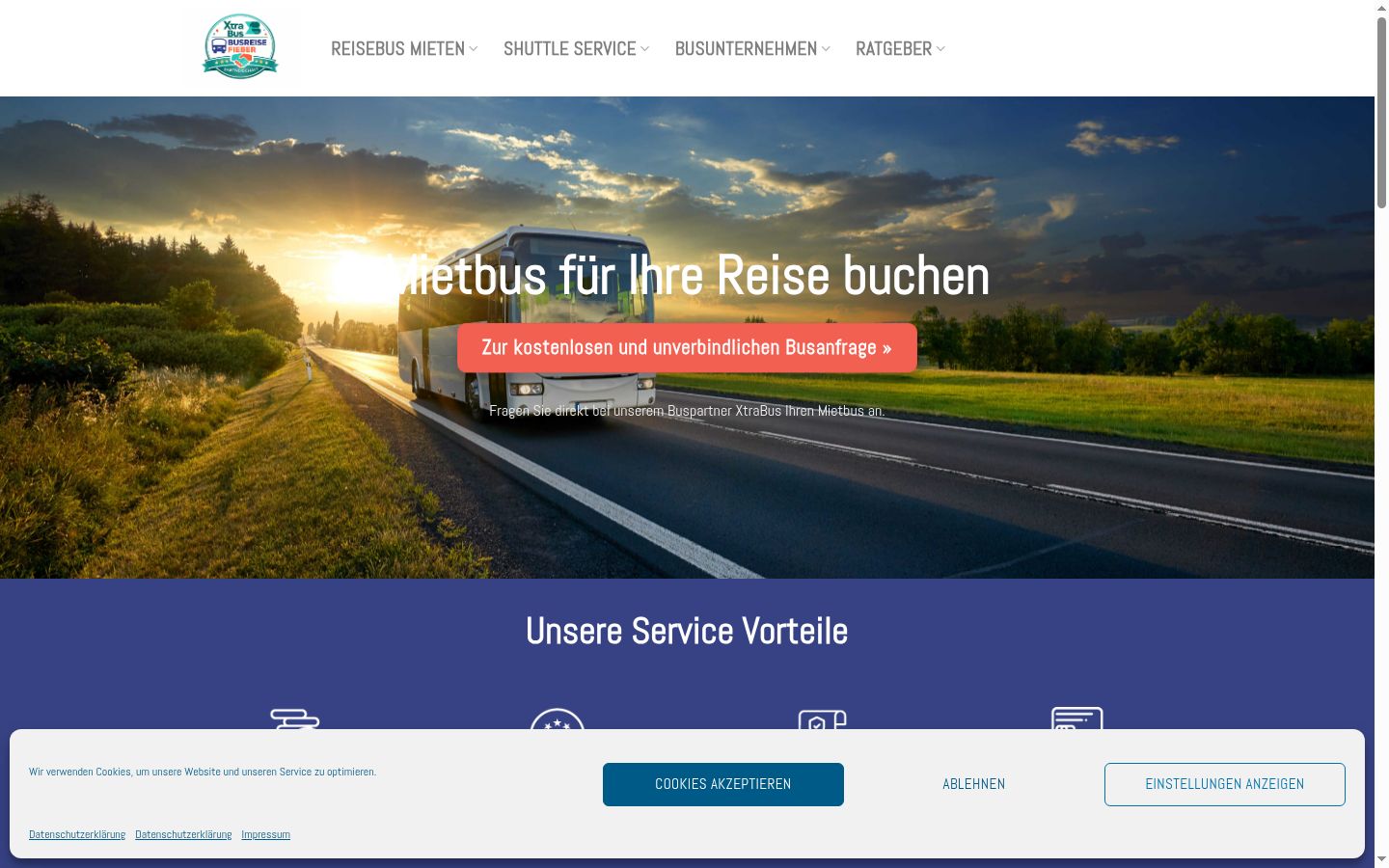 Screenshot of the consent banner shown before any interaction