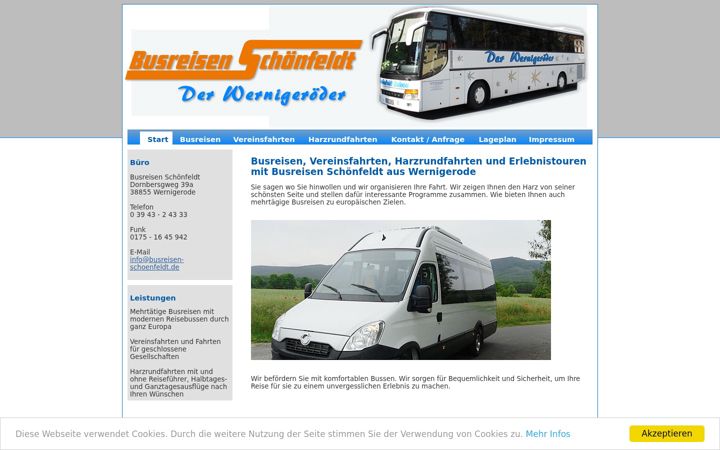 Screenshot of busreisen-schoenfeldt.de