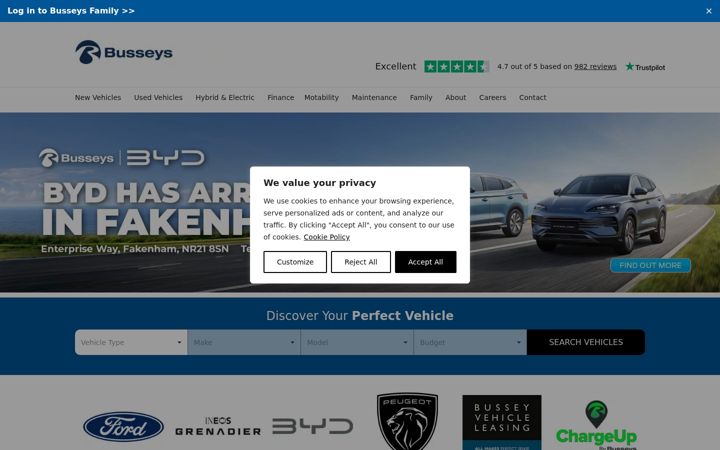 Screenshot of busseys.co.uk