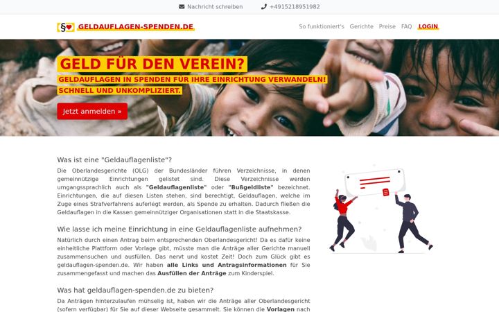 Screenshot of bussgeld-spenden.de