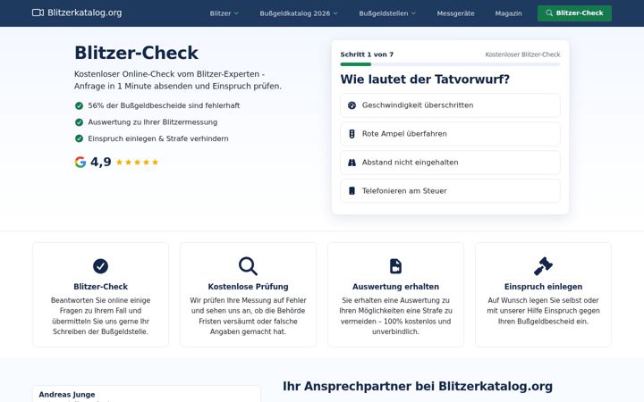 Screenshot of bussgeldauskunft.org
