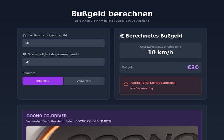 Screenshot of bussgeldkalkulator.de