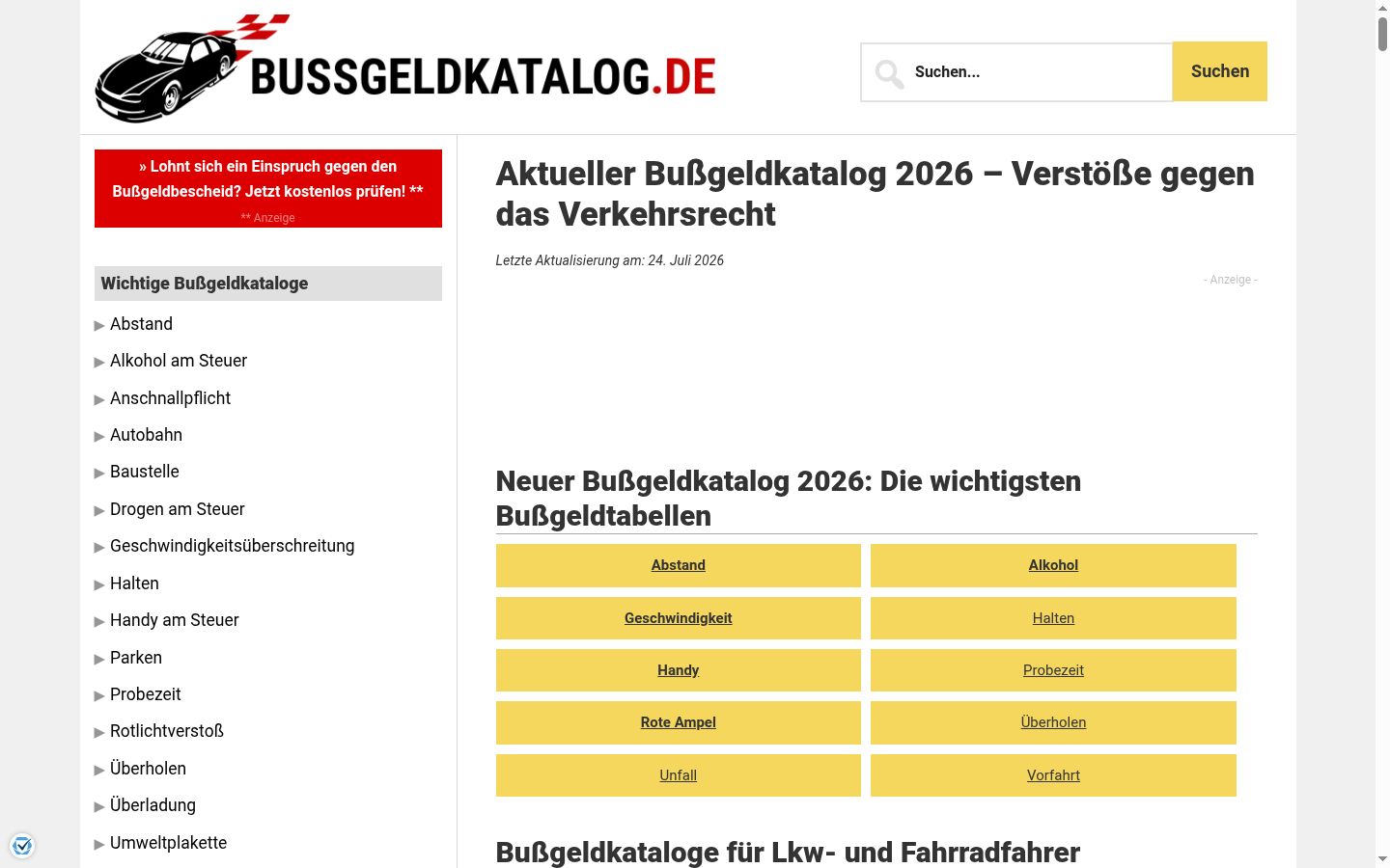 Screenshot des Einwilligungsbanners vor jeglicher Interaktion
