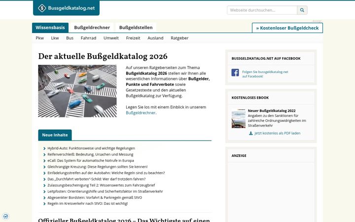 Snímek obrazovky bussgeldkatalog.net