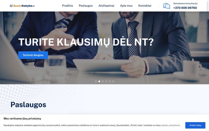 Kuvakaappaus sivustosta bustokokybe.lt