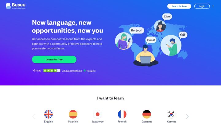 Screenshot ta' busuu.com