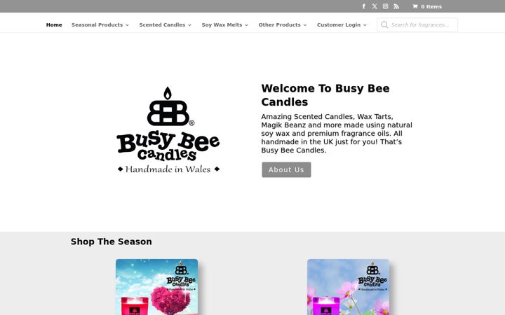 Screenshot of busybeecandles.co.uk
