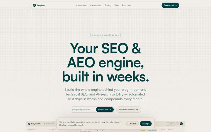 Screenshot of busyless.space