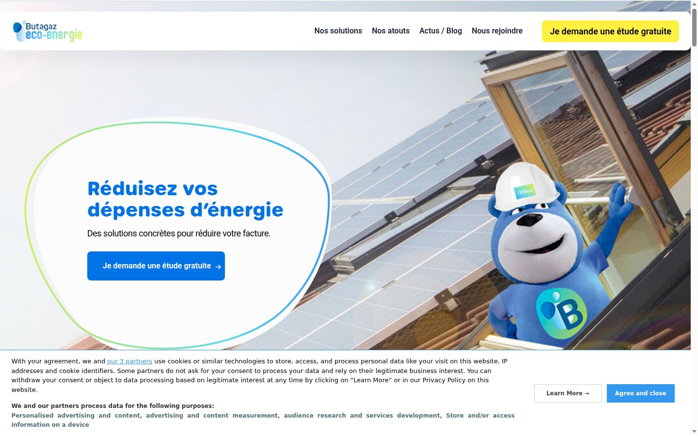 Screenshot of the consent banner shown before any interaction