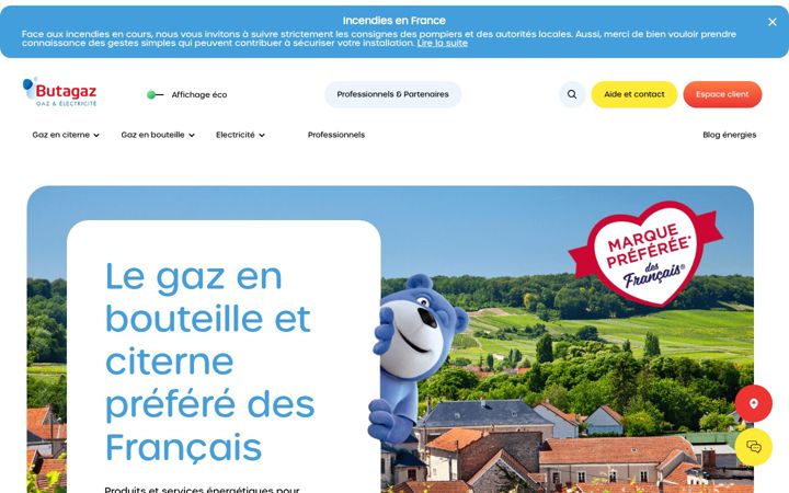 Captură de ecran a butagaz.fr