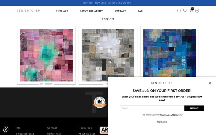 Screenshot of butcherpaperarts.com
