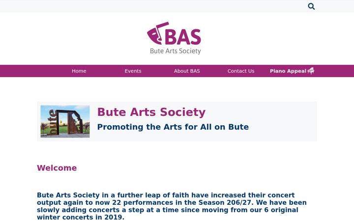 Screenshot of buteartssociety.co.uk