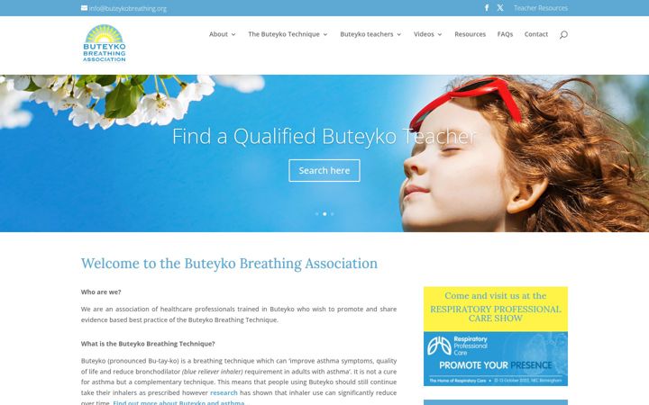 Kuvakaappaus sivustosta buteykobreathing.org